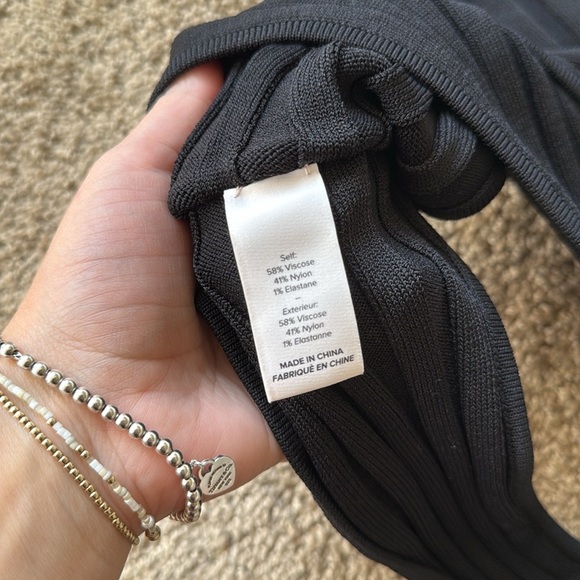 Cinq A Sept Black Titania Ribbed Wrap Front Sweater V Neck Top - Picture 6 of 8